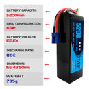 (EU)DXF 6S Lipo Battery 22.2V 80C 5200mAh Soft Case Battery with EC5 XT90 Connector for Car Truck Tank RC Buggy Truggy Racing Hobby