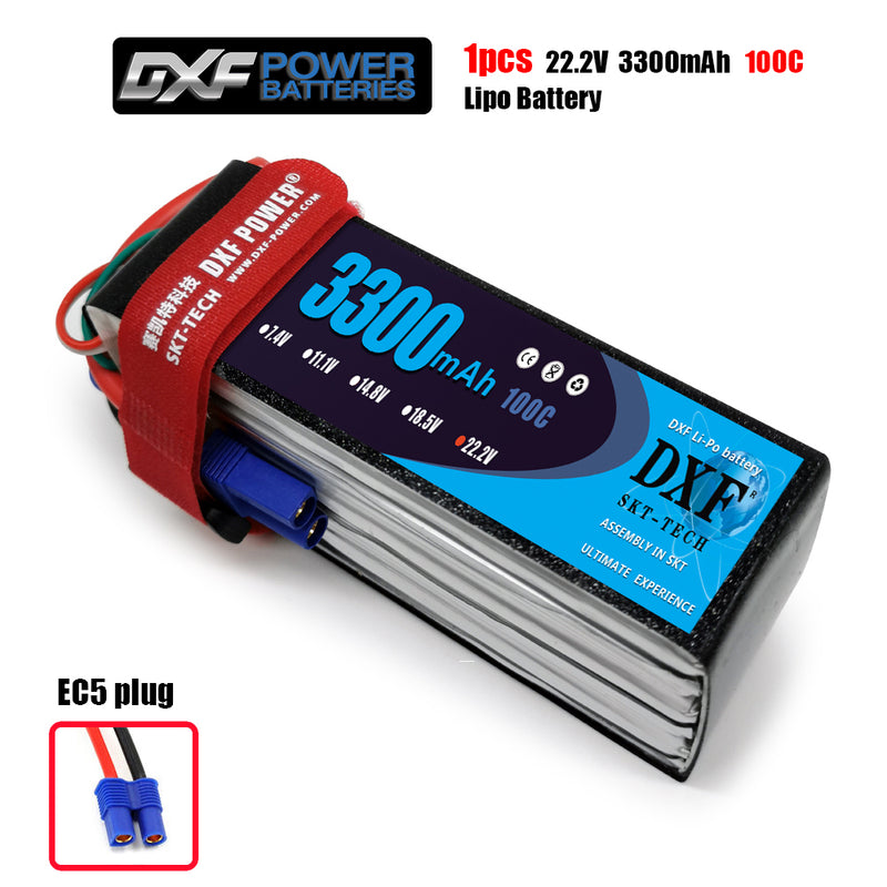 (CN)DXF 6S Lipo Battery 22.2V 100C 3300mAh Soft Case Battery with EC5 XT90 Connector for Car Truck Tank RC Buggy Truggy Racing Hobby