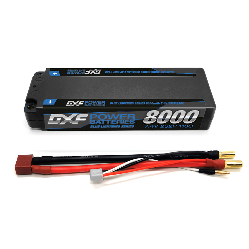 (GE)DXF Lipo Battery 2S 7.4V 8000mAh 110C/220C Hardcase Battery Graphene 5MM Battery for Rc Truck Drone 1/10 1/8 Scale Traxxas Slash 4x4 RC Car Buggy truggy