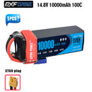 (CN)DXF 4S Lipo Battery 14.8V 10000mAh 100C 200C Deans/T XT90 EC5 for RC 1/8 1/10 Car Truck Tank Models XXMAX 8S Arrama