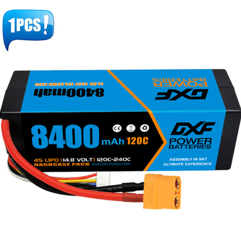 (USA)DXF Lipo Battery 4S 14.8V 8400mAh 120C/240C HardCase Lipo Battery for RC HPI HSP 1/8 1/10 Buggy RC Car Truck