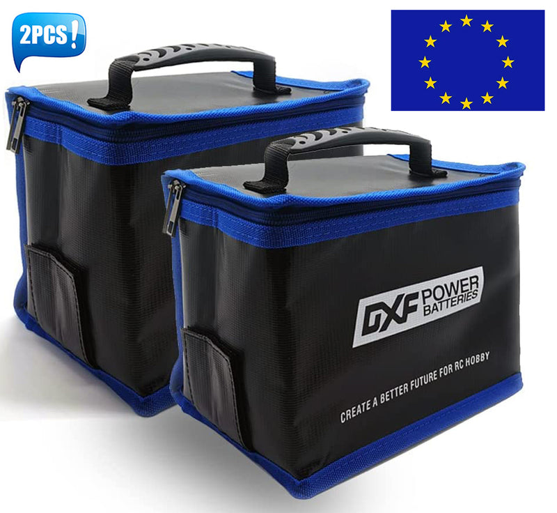 (EU)DXF Fireproof Explosionproof Waterproof Safe Lipo Battery Bag for Lipo Battery Storage Charging Fire and Water Resistant Highly Sturdy Double Zipper Lipo Battery Guard(2 Packs)