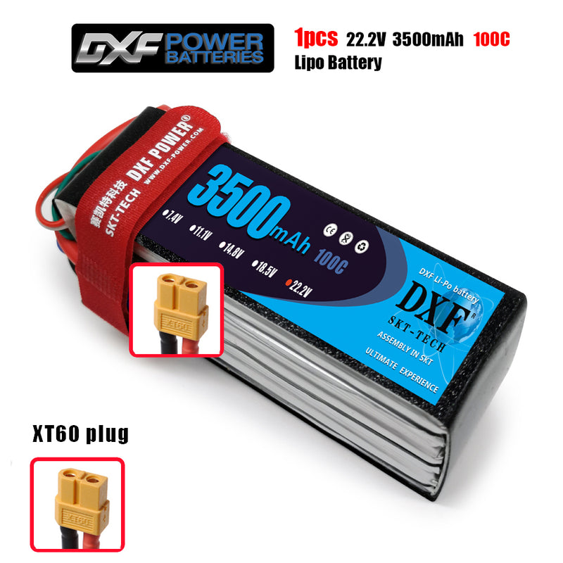 (CN)DXF Lipo Battery 6S 22.2V 3500MAH 100C GRAPHENE \ For FPV Drone UAV RC Helicopter Car Boat Parts With XT60 T 22.2V Battery