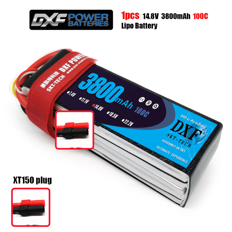 (CN)DXF 4S Lipo Battery 14.8V 100C 3800mAh Soft Case Battery with EC5 XT90 Connector for Car Truck Tank RC Buggy Truggy Racing Hobby