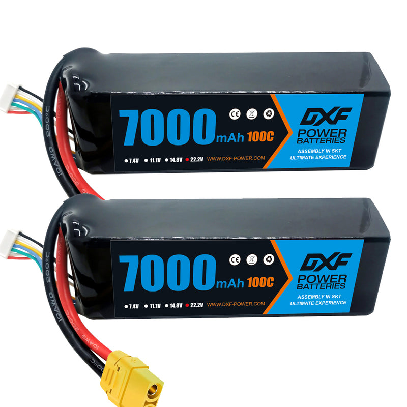 (ES)DXF 6S Lipo Battery 22.2V 100C 7000mAh Soft Case Battery with XT90 Connector for Car Truck Tank RC Buggy Truggy Racing Hobby
