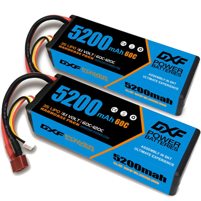 (ES)DXF Lipo Battery 3S 11.1V 5200MAH 60C Blue Series lipo Hardcase with Deans Plug for Rc 1/8 1/10 Buggy Truck Car Off-Road Drone