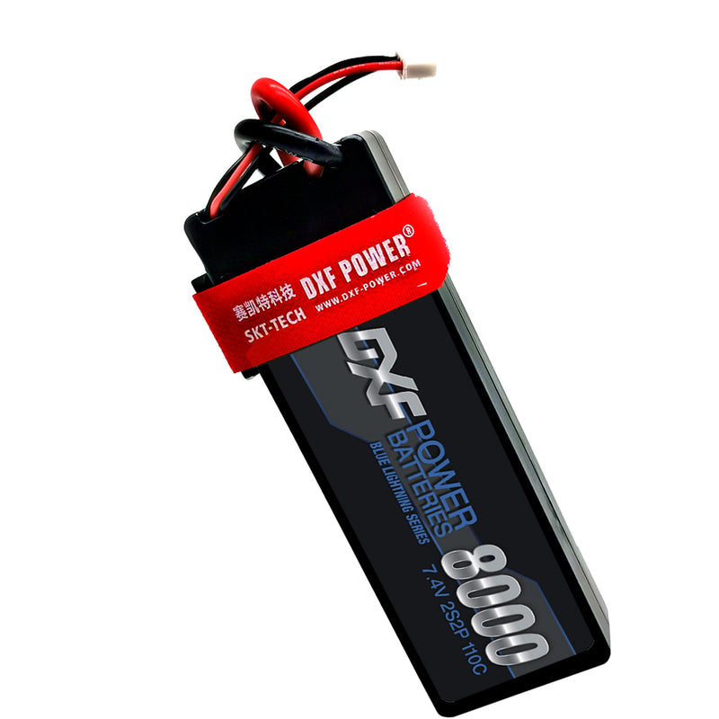 (ES)DXF Lipo Battery 2S 7.4V 8000mAh 110C/220C Hardcase Battery Graphene Battery for Rc Truck Drone 1/10 1/8 Scale Traxxas Slash 4x4 RC Car Buggy truggy