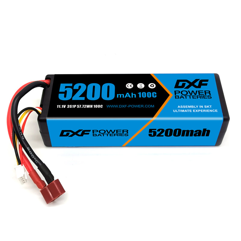 (GE)DXF Lipo Battery 3S 11.1V 5200MAH 100C Blue Series Graphene lipo Hardcase with Deans Plug for Rc 1/8 1/10 Buggy Truck Car Off-Road Drone